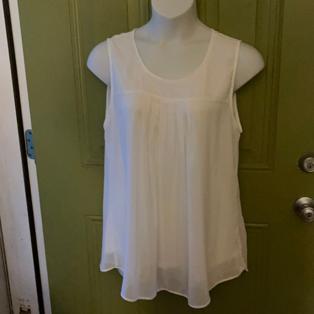 Women’s White Sheer Satin and Silky Material Tank Top. Size XXL